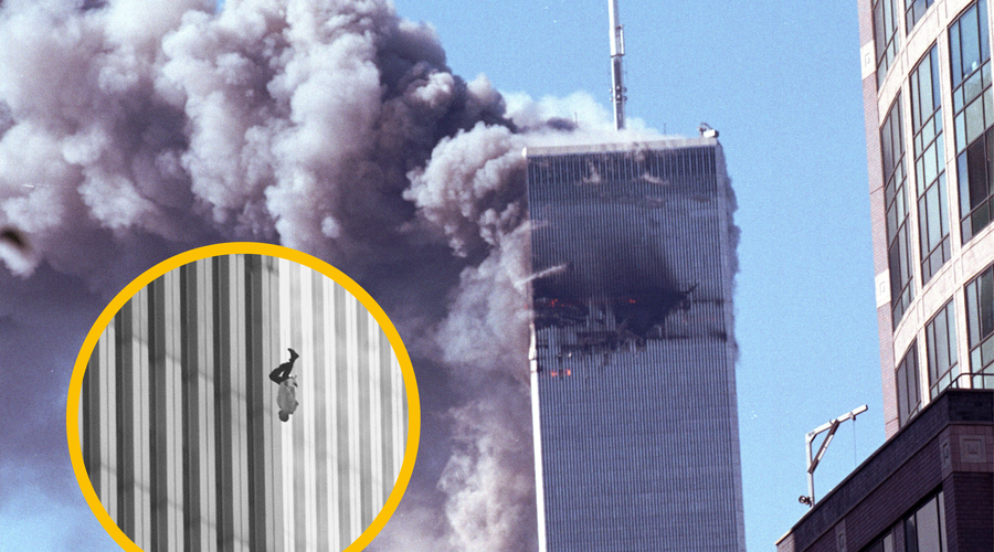 Padajoči mož: kaj se skriva za kontroverzno fotografijo, ki je nastala 11. septembra 2001? (foto: Profimedia/Twitter/justJamesPxl/Richard Drew)