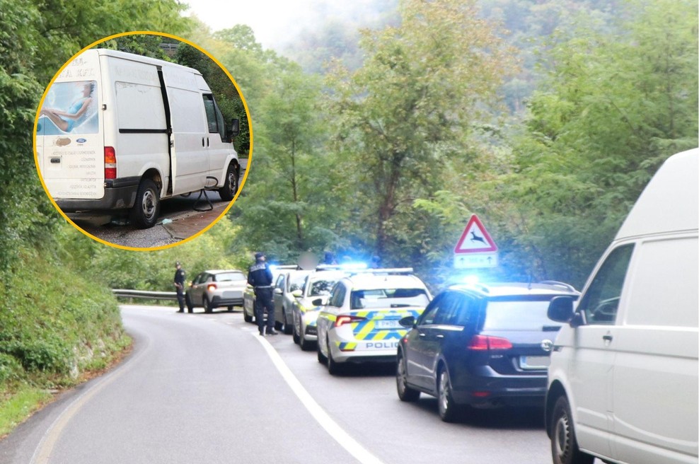 Divji lov tihotapcev migrantov v Tolminu: policija še išče POBEGLEGA voznika kombija (foto: PU Nova Gorica/fotomontaža)