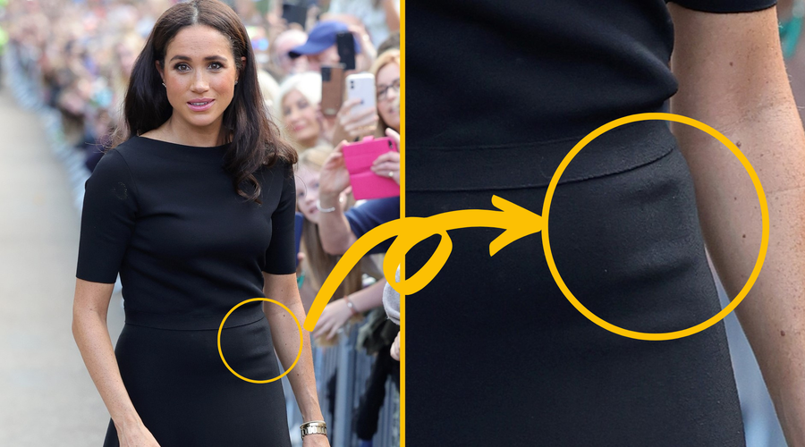 Je Meghan Markle na žalostnem dogodku po smrti kraljice nosila mikrofon? (foto: Profimedia/fotomontaža)