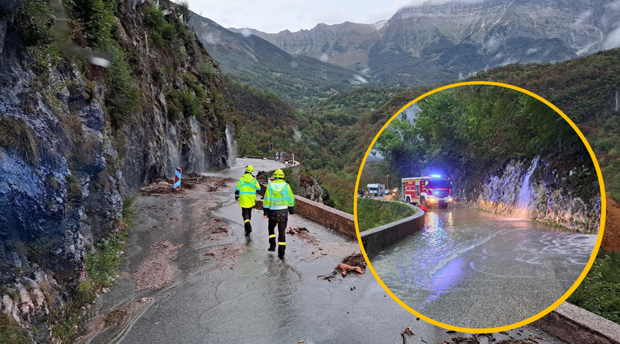 (FOTO) Slovenijo zajele poplave: zaradi plazu se je udrla cesta (foto: Facebook/Neurje.si/fotomontaža)