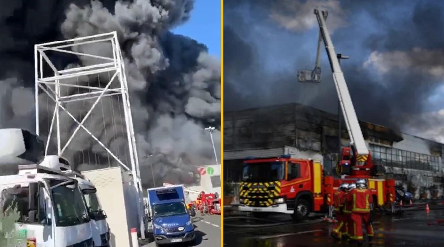 VIDEO: V Parizu je na največji tržnici na svetu izbruhnil velik požar (foto: Twitter/Moneycontrol/Madhaw Tiwari/posnetek zaslona/fotomontaža)