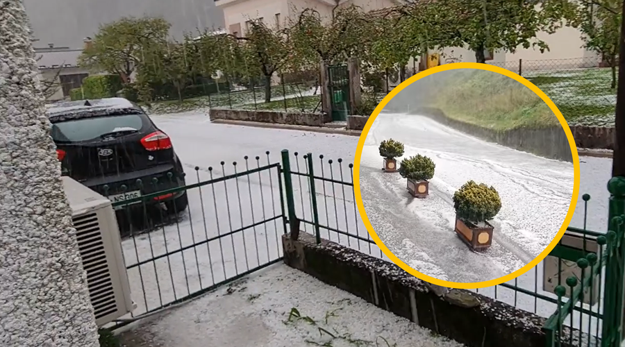 Besneče nevihte nad Slovenijo: več krajev po državi zasipala sodra (foto: Posnetek zaslona/FB/Danijela Žvokelj/Pri Moz/fotomontaža)