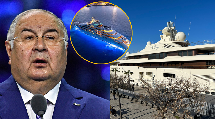 Ruskemu oligarhu, tesnemu Putinovemu prijatelju, preiskali najdražjo superjahto na svetu (foto: Profimedia/Twitter/ Niels Ackermann/The Oculus Files/fotomontaža)
