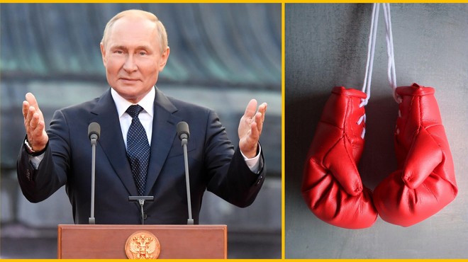 FOTO: Putin v vojno pošilja boksarsko zver, ki v višino meri kar 213 centimetrov (foto: Profimedia/fotomontaža)