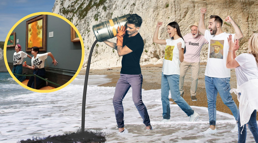 Bizarno maščevanje: "Oni uničujejo umetnost, mi bomo naravo" (foto: Der Postillon/Profimedia/fotomontaža)