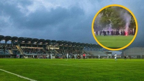 VIDEO: Nasilna uvertura v nogometno tekmo, policija posredovala v pretepu navijačev Gorice in Olimpije