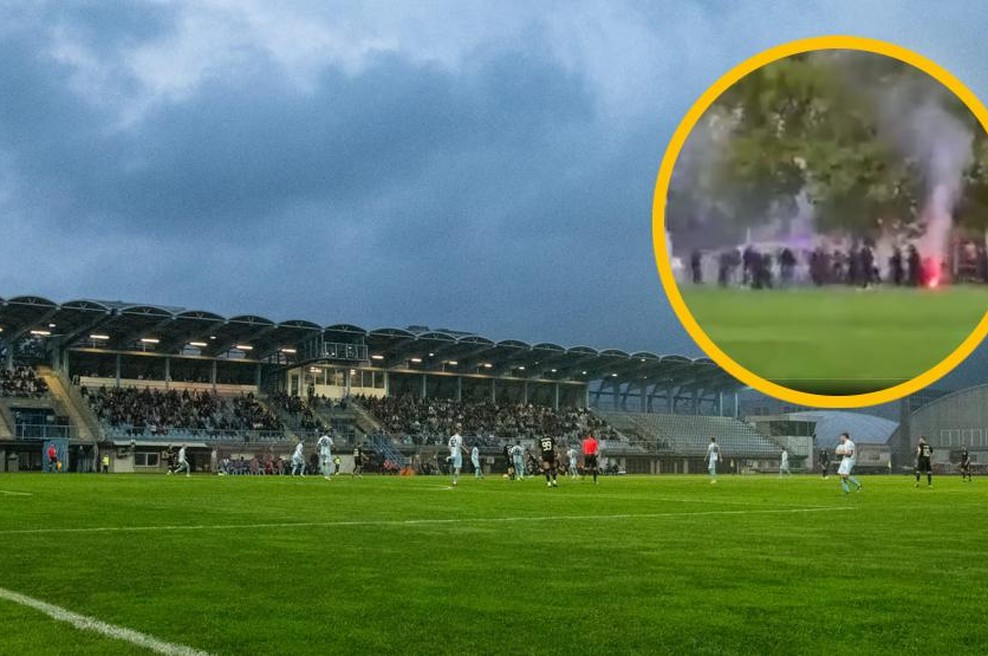VIDEO: Nasilna uvertura v nogometno tekmo, policija posredovala v pretepu navijačev Gorice in Olimpije (foto: ND Gorica/Twitter/Jaka Kozmelj/posnetek zaslona/fotomontaža)