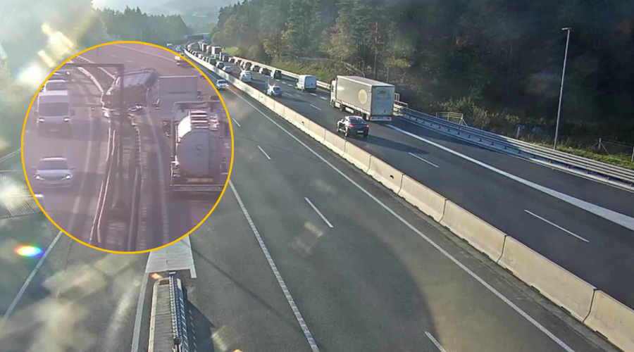 Na štajerski avtocesti je voznik osebnega avtomobila pristal na strehi: nastal je več kilometrov dolg zastoj! (foto: Facebook/Promet.si/fotomontaža)