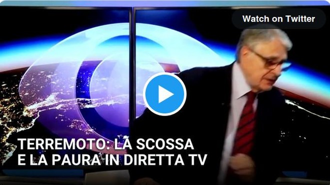 Zastrašujoč potres posneli v italijanskem TV-studiu: voditelj želel delovati hladnokrven, potem pa v paniki pobegnil (foto: Rai Radio 1/Twitter)