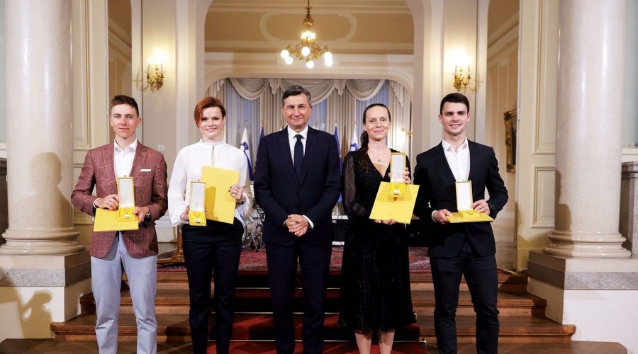 FOTO: Borut Pahor odlikoval četverico športnikov z izjemnimi dosežki (foto: STA/Daniel Novakovič)