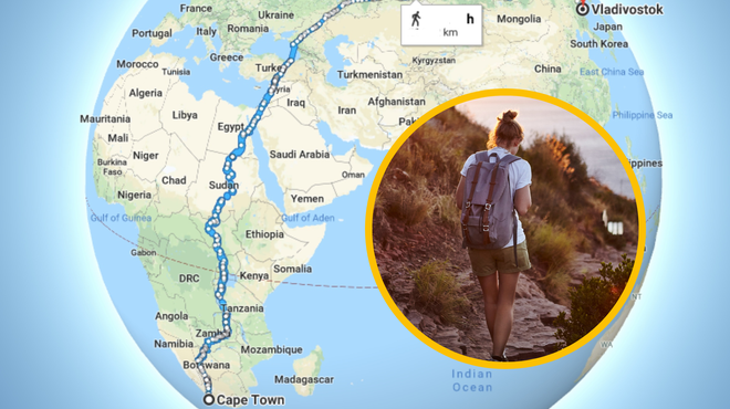 Koliko časa bi hodili, če bi želeli prehoditi najdaljšo možno pot na svetu? (foto: Reddit/Profimedia/fotomontaža)