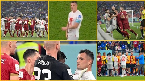 Festival sramotnega obnašanja v Katarju: nogometaši so se prijemali za mednožje, se prerivali in odrivali, deževale so sočne kletvice (VIDEO)