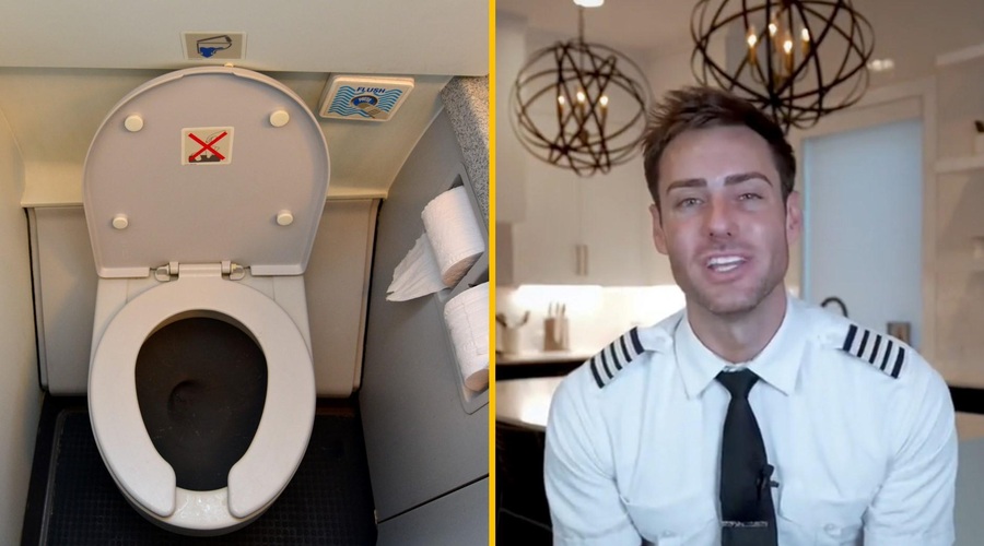 VIDEO: Pilot končno razkril, kar nas je vedno zanimalo – kam gre iztrebek, ko ga splaknemo v stranišče na letalu (foto: Profimedia/TikTok/Flywithgarrett/posnetek zaslona)