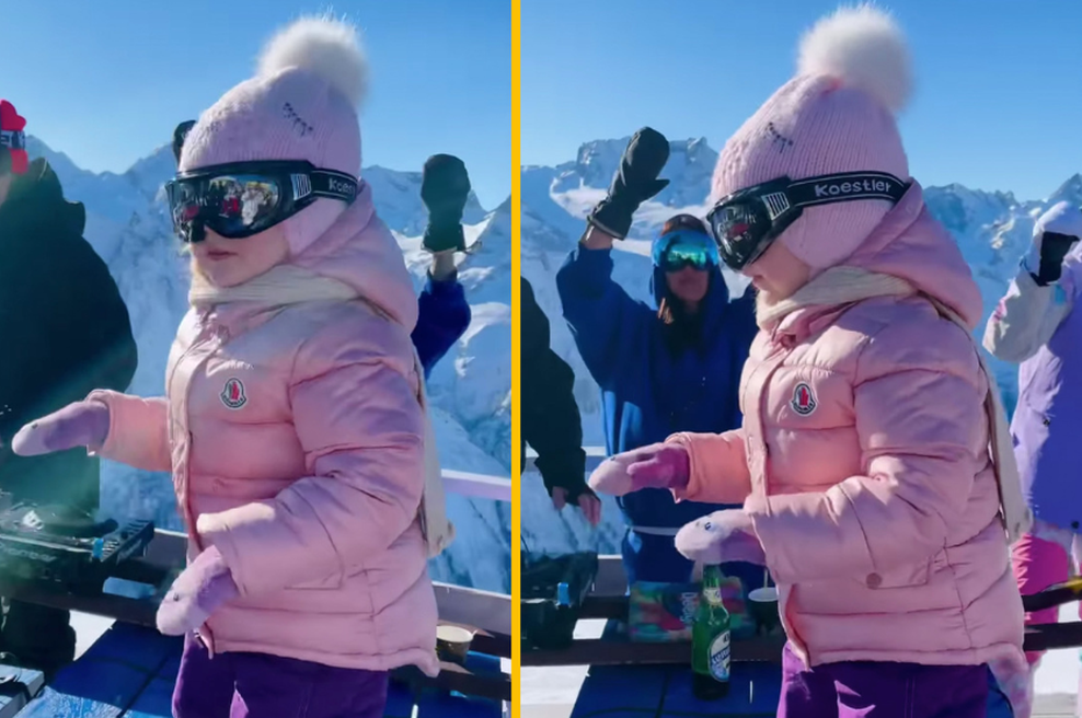 Prikupna deklica, ki je s svojim plesom na smučišču obnorela splet (VIDEO) (foto: Instagram/chachascrew/fotomontaža)