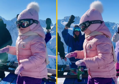 Prikupna deklica, ki je s svojim plesom na smučišču obnorela splet (VIDEO)