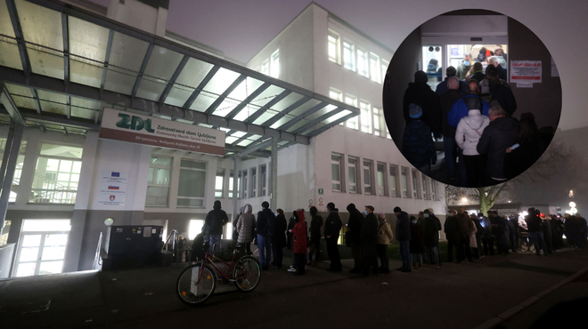 Prizori, kot jih pri nas še nismo poznali: v Ljubljani pacienti že sredi noči stojijo v dolgi vrsti (foto: Borut Živulović/BOBO/fotomontaža)