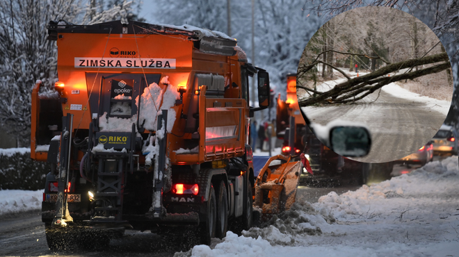 Več tisoč gospodinjstev ostalo brez elektrike: sneg podira drevesa in drogove (foto: Žiga Živulović jr./BOBO/Profimedia/fotomontaža)