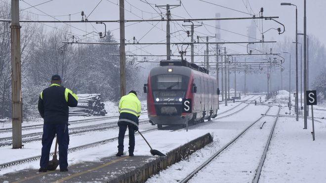 Previdno na poti: sneg povzroča velike preglavice, ponekod prekinjen železniški promet (foto: Žiga Živulović jr./Bobo)