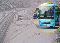 Pri Slivniškem Pohorju zaradi nepredvidljivih razmer zdrsnil avtobus