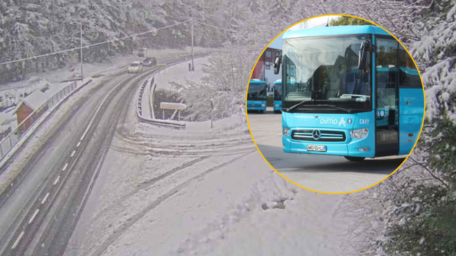 Pri Slivniškem Pohorju zaradi nepredvidljivih razmer zdrsnil avtobus (foto: Facebook/Promet.si/Profimedia/fotomontaža)