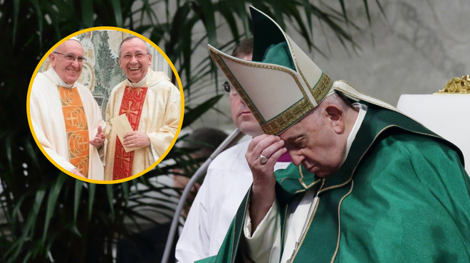 Papeža so obtožbe o Rupnikovih zlorabah presenetile in prizadele (foto: Profimedia/Twitter/Diane Montagna/fotomontaža)