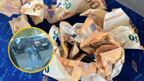 VIDEO: Iz avta metal 50-evrske bankovce in povzročil prometni kolaps