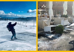 Močan veter je uničil teraso kavarne v Mariboru, močno zibal sedežnice na Pohorju, odnašal strehe ...(FOTO in VIDEO)