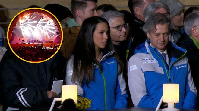 Začel se je največji športni dogodek leta! Na slavnostnem odprtju svetovnega prvenstva v Planici tudi Robert Golob in Tina Gaber (foto: Twitter/Tina Hacler/Posnetek zaslona/RTV SLO/fotomontaža)
