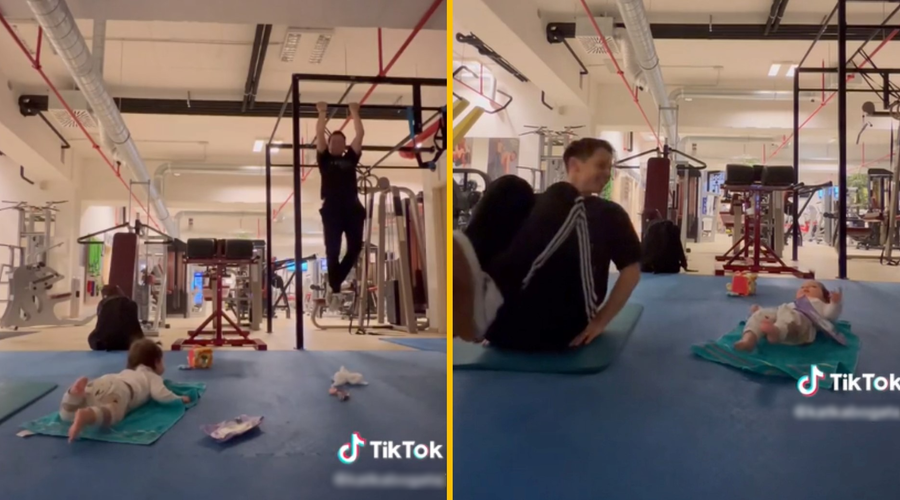 VIDEO: Najbolj znana istospolno usmerjena mamica v Sloveniji je v fitnes vzela dojenčico – in uspelo ji je telovaditi (foto: TikTok/Katka Bogataj/fotomontaža)