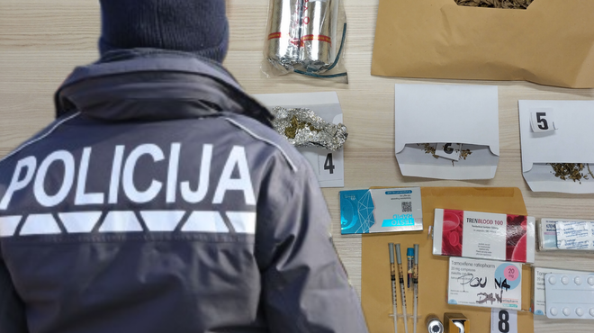 Kriminalistična preiskava: 22-letniku zasegli več različnih prepovedanih drog (foto: PU Celje/Žiga Živulovič jr./Bobo/fotomontaža)