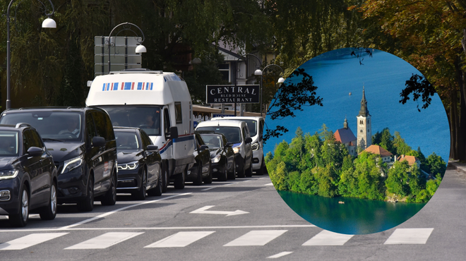 Na Bledu bo med glavno sezono spet gneča, kako bo potekal promet? (foto: Bobo/Profimedia/fotomontaža)