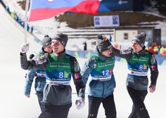 Smučarski skakalci združili moči in ugnali tekmece: Sloveniji so priborili medaljo