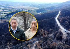 FOTO: Tina Gaber v dragem plašču sadila drevesca z Robertom Golobom?