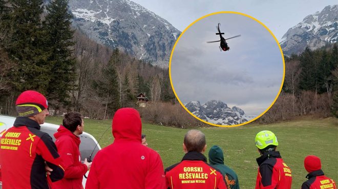 Gorski reševalci so imeli polne roke dela, posredovati je moral tudi helikopter (foto: GRS Kranj/fotomontaža)
