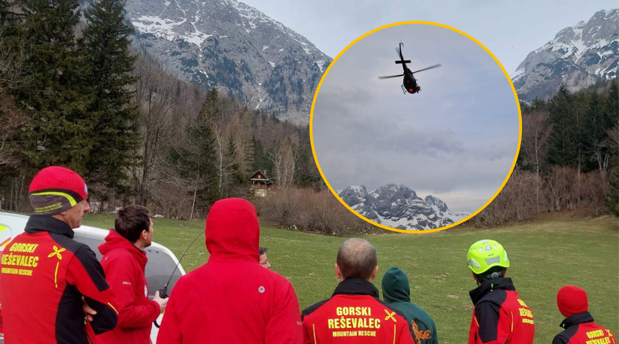 Gorski reševalci so imeli polne roke dela, posredovati je moral tudi helikopter (foto: GRS Kranj/fotomontaža)
