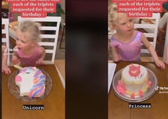 Trojčice so praznovale rojstni dan in vsaka je hotela svojo torto, ena od izbir je nato nasmejala svet