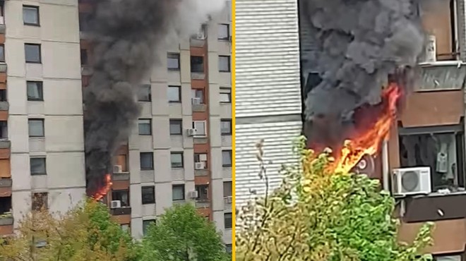 FOTO in VIDEO: Zagorelo stanovanje v bloku, več oseb so odpeljali v bolnišnico (foto: Facebook/Vili Rebernak/posnetek zaslona)