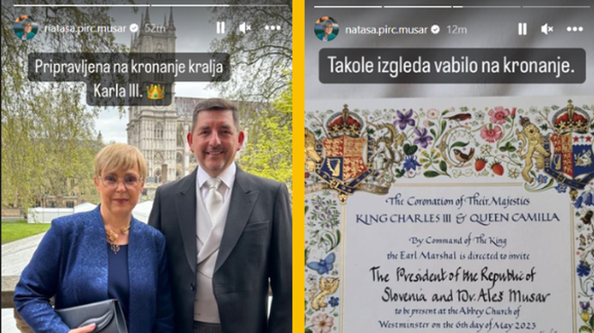 Predsednica je na kronanju kralja nosila drago ogrlico, ki jo je Sloveniji podaril arabski knez (cena osupne) (foto: Instagram/Nataša Pirc Musar/posnetek zaslona)