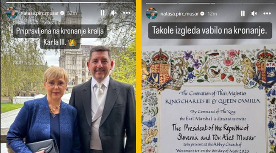 Predsednica je na kronanju kralja nosila drago ogrlico, ki jo je Sloveniji podaril arabski knez (cena osupne) (foto: Instagram/Nataša Pirc Musar/posnetek zaslona)