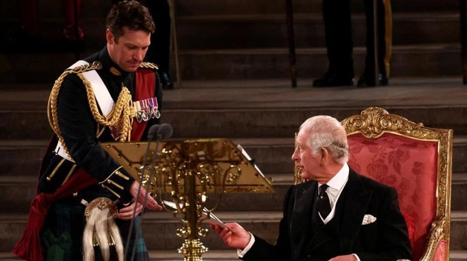 FOTO: Osebni sluga kralja Karla III. je na kronanju ukradel vso pozornost (vsaka si ga želi) (foto: Twitter/MakeAwish)