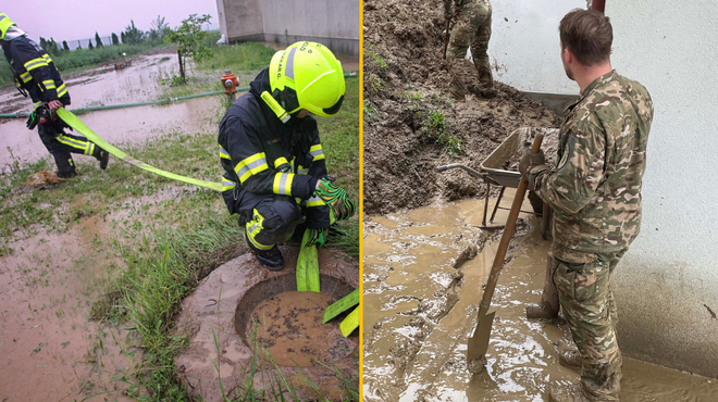 Gasilci se borijo s posledicami močnega deževja: na terenu tudi več kot 100 slovenskih vojakov (foto: Srdjan Živulovič/Bobo/fotomontaža)