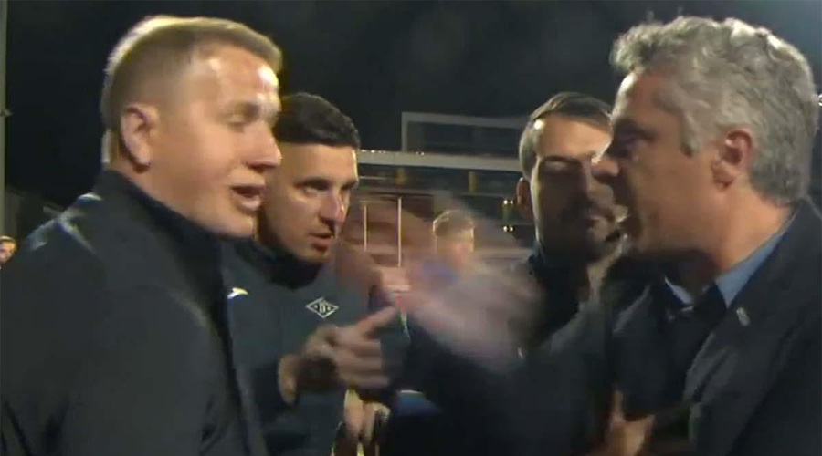 Incident na tekmi nogometnega prvenstva: V Domžalah trener udaril športnega direktorja (VIDEO) (foto: Sportklub/posnetek zaslona)