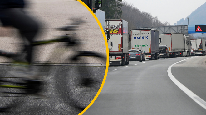 Saj ni res, pa je: Slovenec se je na avtocesto odpravil kar s kolesom (najhujše so preprečili policisti) (foto: Žiga Živulovič jr./Bobo/Profimedia/fotomontaža)