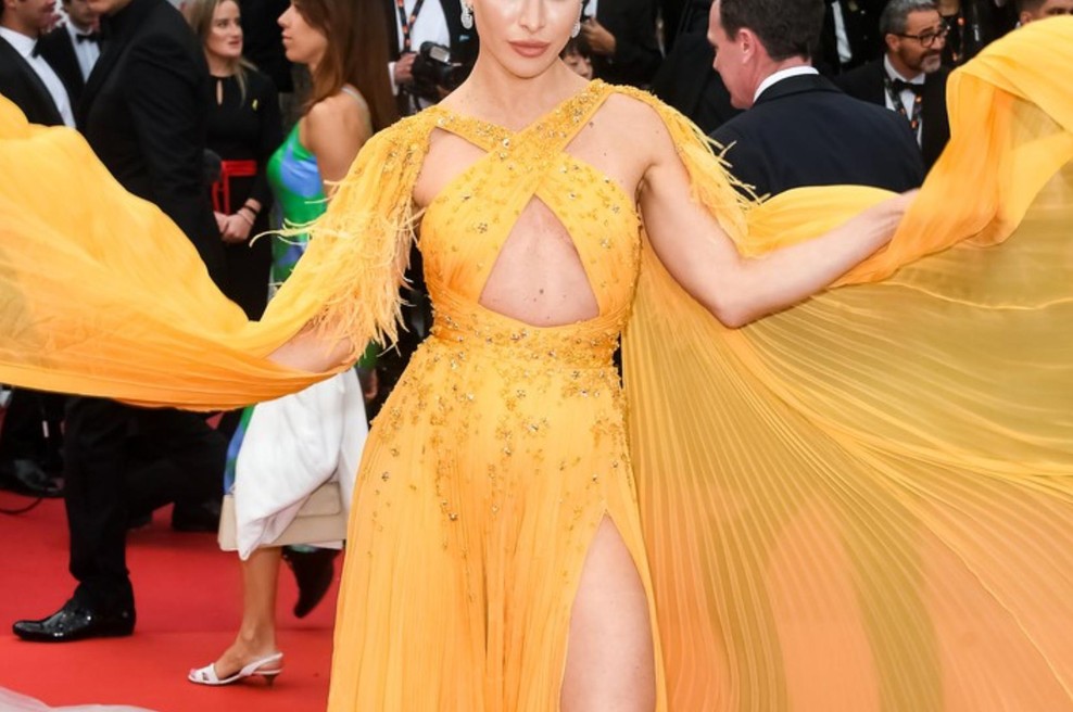 Slovenka je v Cannesu pritegnila ogromno pozornosti (je Heidi Klum kopirala njeno obleko?) (foto: Profimedia)