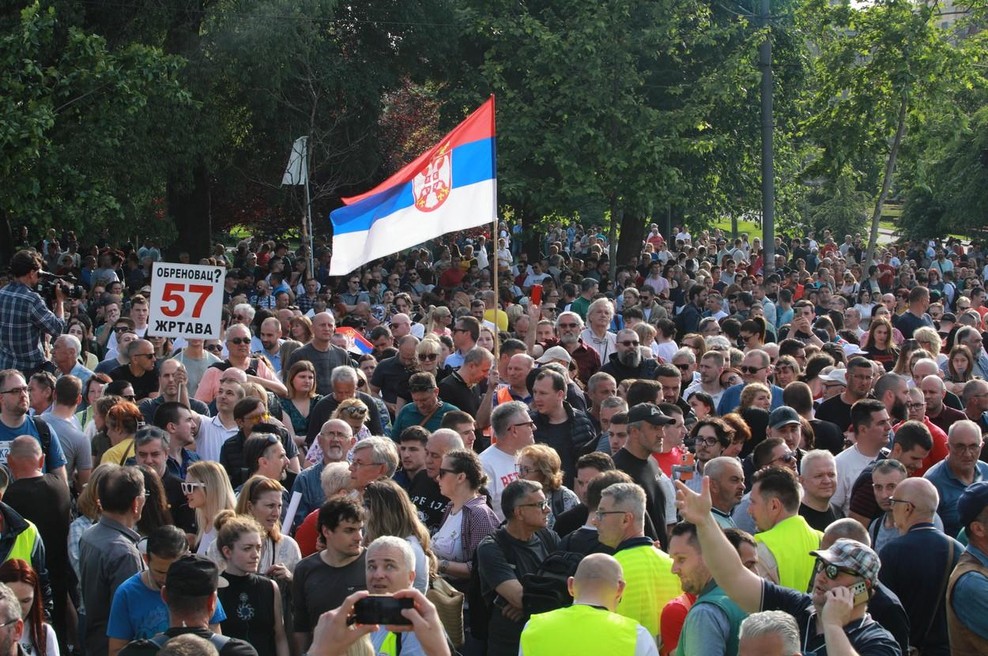 55.000 protestnikov na ulicah Beograda (državljane nagovoril tudi Dragan Bjelogrlić) (foto: Profimedia)
