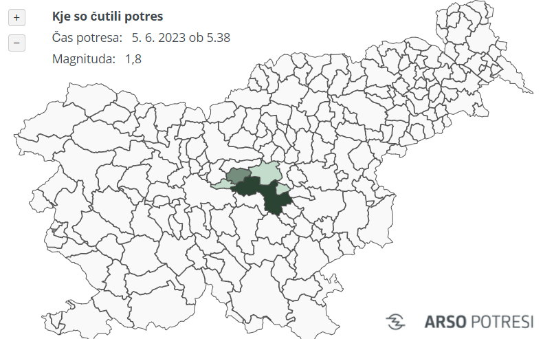 Eden manjših potresov na ljubljanskem območju se zgodil v začetku junija letošnjega leta.