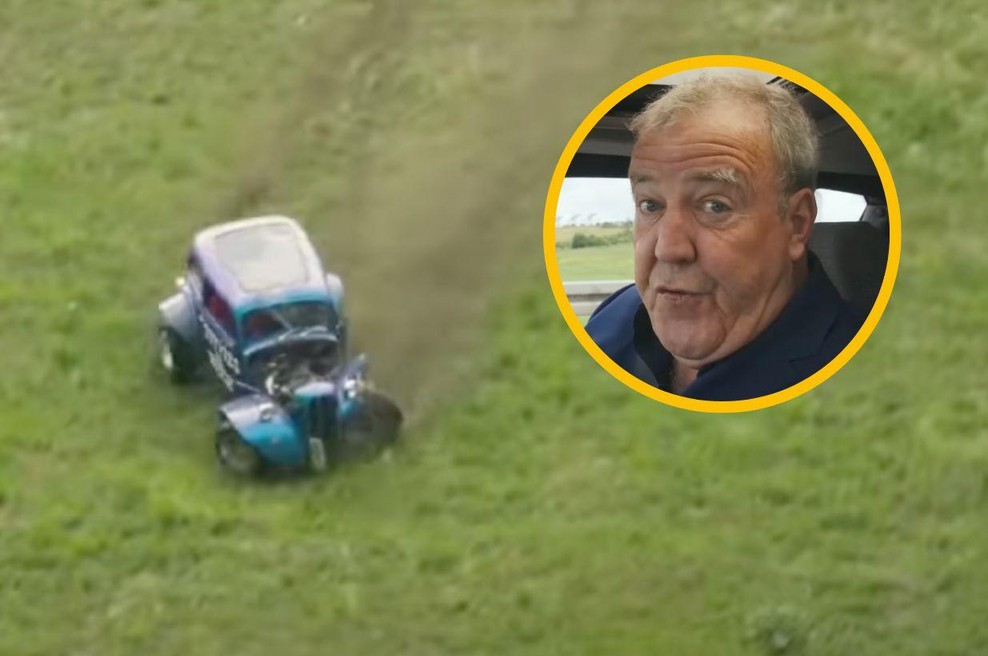 VIDEO: Jeremy Clarkson in druščina z avtomobilom po planiški letalnici (foto: Posnetek zaslona/fotomontaža)
