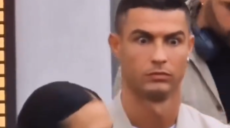 Ronaldov izraz na obrazu, ko je ugotovil, o čem govori Georgina, je že spletni hit (VIDEO) (foto: Twitter/LLF)