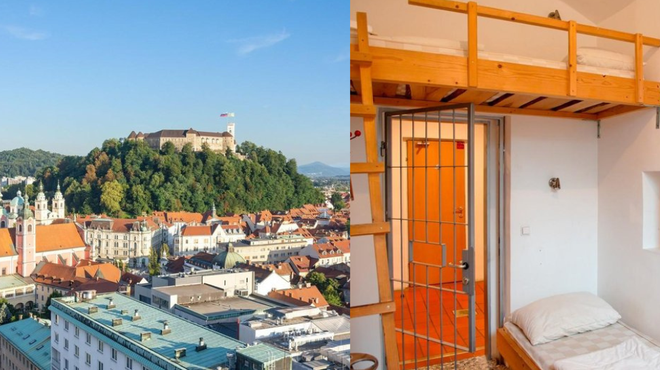 Ljubljanski hostel, kjer turisti plačujejo za spanje v zaporniški celici, pred posebnim mejnikom (foto: Profimedia/fotomontaža)