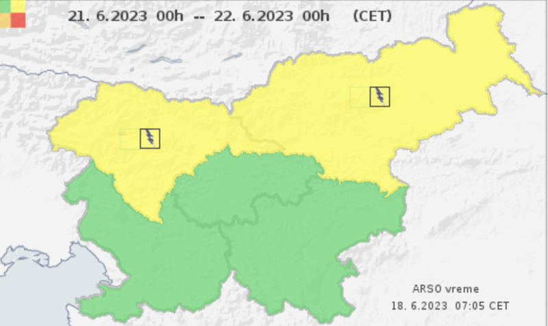 Rumeni alarm je v sredo napovedan za polovico države.